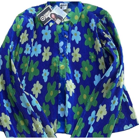 NWT Sammy B Flower Power Pleated Blouse XL - Picture 2 of 4